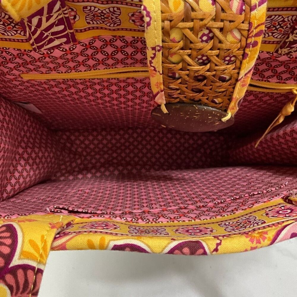 VERA BRADLEY Tiki Wicker Tote Bag Shoulder Purse - Picture 6 of 7